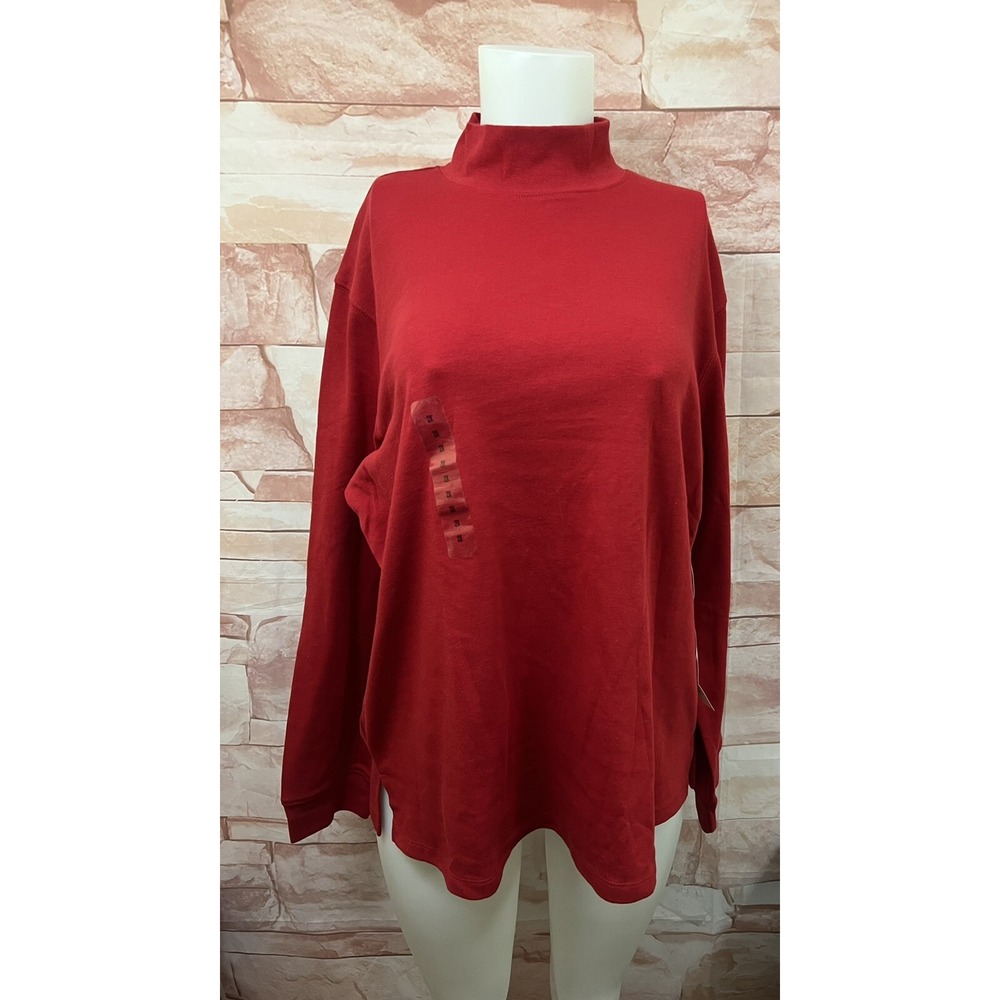 Womens Plus Sz 2XL Mock-Neck Red Stretch Sweater NWT